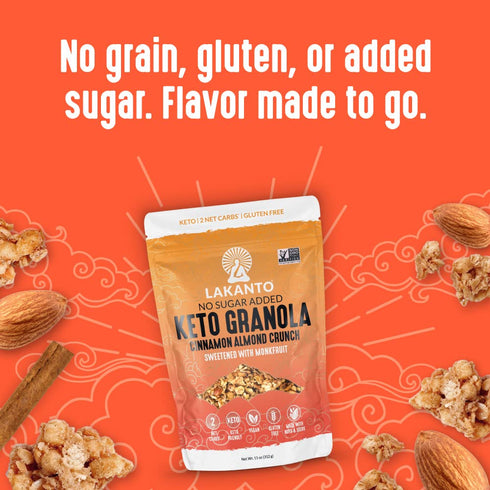 (11 Oz) Lakanto Cinnamon Almond Crunch Granola - Delicious Snack, Quick Breakfast Cereal, Keto Friendly, Monk Fruit
