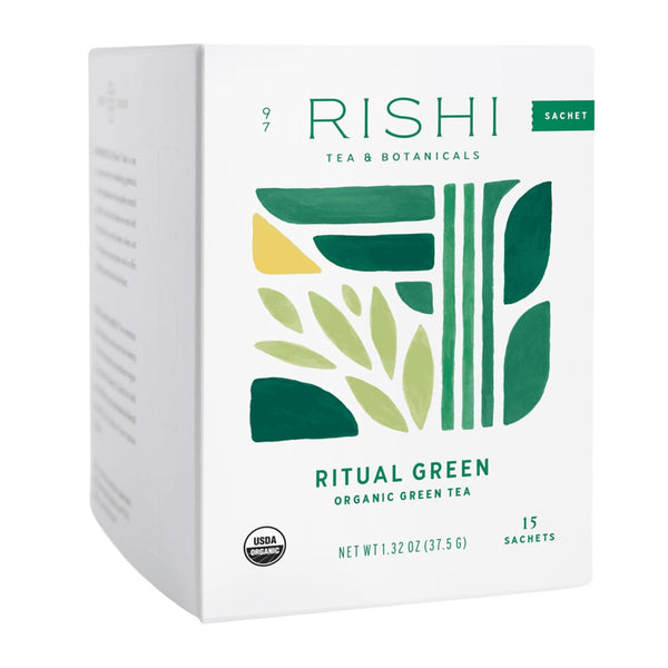 Rishi Tea Ritual Green Tea - Organic Sachet Bags, Pure Green Tea,