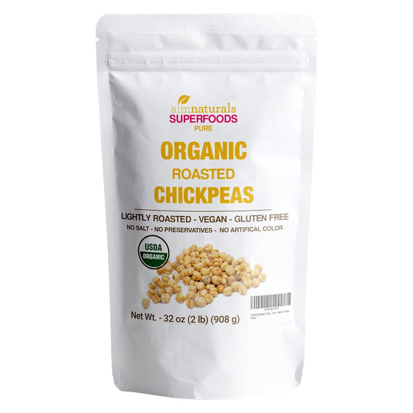 Organic Roasted Chickpeas 2 LB- USDA Organic Certified Healthy Snack, Lightly Roasted,