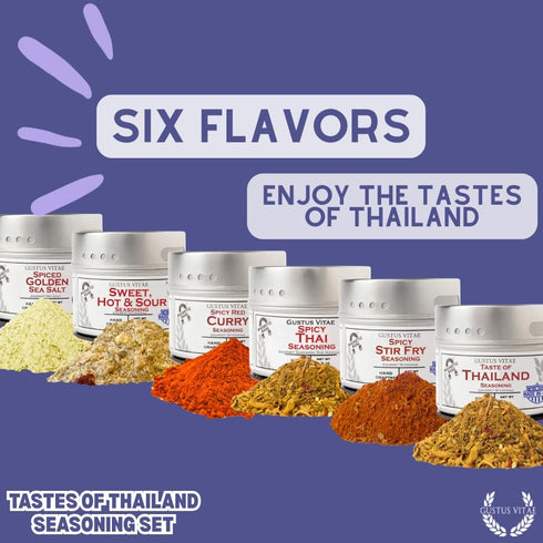 Set Pack GLP-1 Thai Seasonings Gourmet Gift | Tastes of Thailand | Artisanal Spice Blends Six | Non GMO, All Natural |