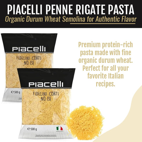Piacelli 2pk Short fidelini pasta - Protein Pasta Made from Fine Durum Wheat Semolina for Rich Flavor - Enjoy Organic