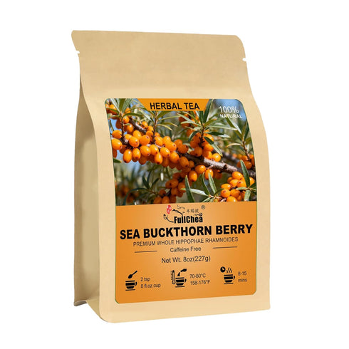 FullChea - Sea Buckthorn Berry, 8oz/227g Whole Dried Sea Buckthorn Tea, Superfood