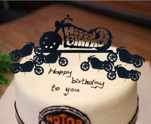 LaVenty 25 PCS Motorcycle Cake Topper - Scooter Cupcake Toppers for Man’s or Boy’s Birthday Party