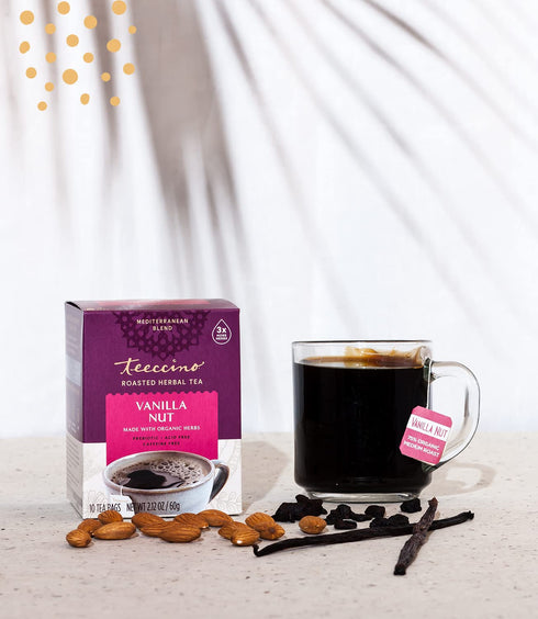 10 Teeccino Vanilla Nut Herbal Tea - Rich & Roasted Herbal Tea Thats Caffeine Free & Prebiotic for Natural Energy, Tea