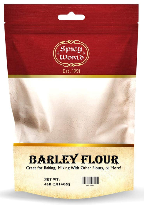 Spicy World Barley Flour - 4 lb (64oz) Bag | All-Natural, Raw, USA Grown