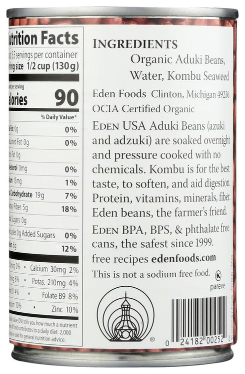 15.0 OZ(Pack 4)4 Eden Organic Adzuki Beans