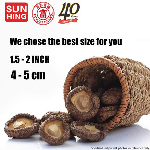 16 oz., 4-5cm FUYUKI Dried Mushrooms Dried Shiitake Mushrooms Dehydrated Mushrooms Premium Top Grade Shiitake Mushrooms