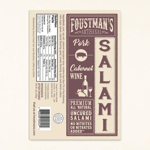 Artisanal Nitrate-Free Salami with Cabernet Wine - Naturally Cured