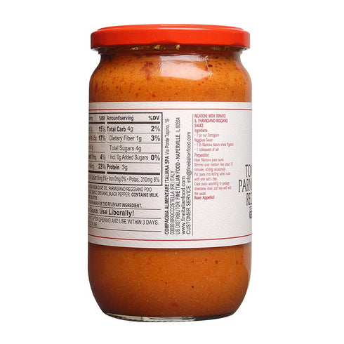 Mantova Tomato & Parmigiano Reggiano PDO Sauce, 24 oz. (Pack of 2), Product of Italy, Parmigiano Reggiano PDO Certified by Consorzio del Formaggio Parmigiano Reggiano DOP, Fresh, Sun-Ripened Tomatoes with Sweet Pulp and Few Seeds Harvested in Abruzzo, Ita