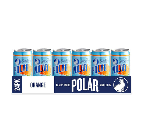 POLAR 24pk 7.5oz Dry Sparkling Soda Orange Flavor | Premium Cocktail Mixer Inspired by History | Cans