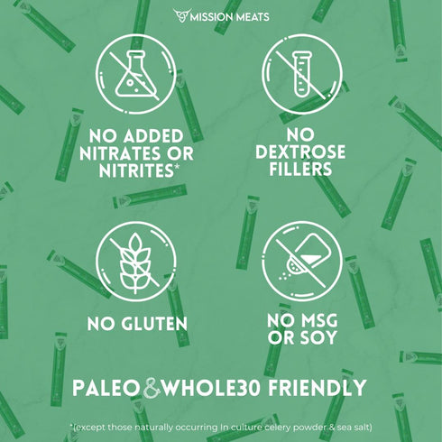100% 1oz (Pack 24) Mission Meats Beef Sticks Grass Fed Beef, Zero Sugar, Healthy Snacks, Individually Wrapped, Gluten