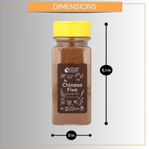 USimplySeason Chinese Five Spice (4.8 oz) - No-Salt, Vegan, Non-GMO, Made in USA