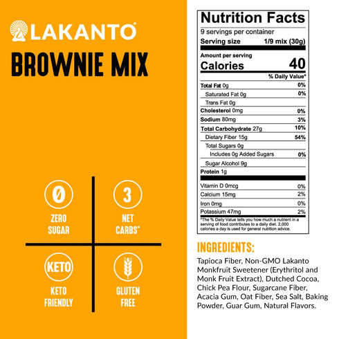 Lakanto Sugar Free Brownie Mix, Sweetened with Monk Fruit, Keto Diet Friendly, Gluten Free, Pack of 1