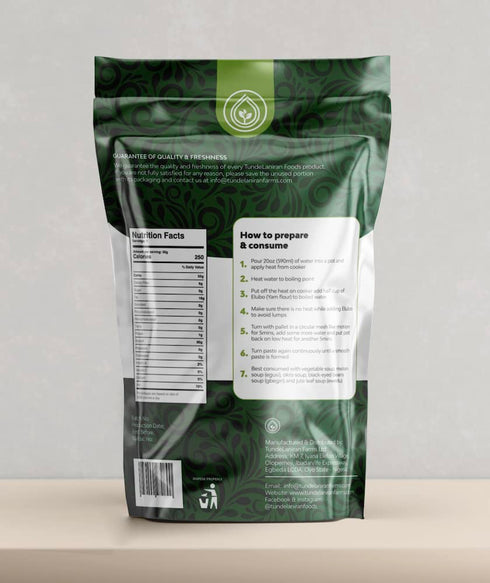 TundeLaniran Foods 1.1lbs Yam Flour - Elubo - - Pure Grinded Yam Tuber - Not mixed with other flours | For Amala