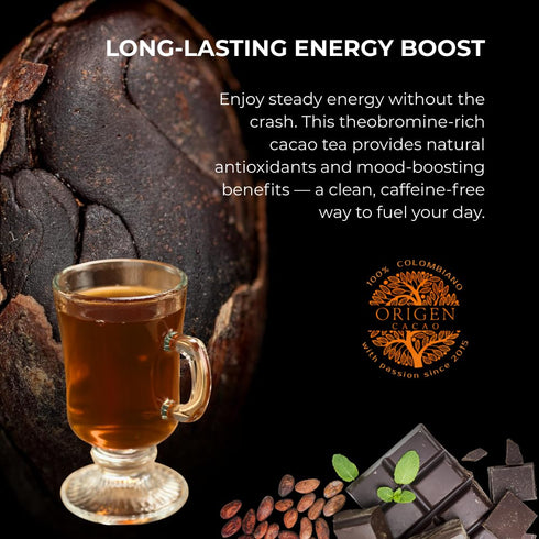 100% 8 oz Origen Cacao Husk Tea Natural Cacao Shell Zero Sugar, Caffeine-Free Superfood Healthy Chocolate Tea