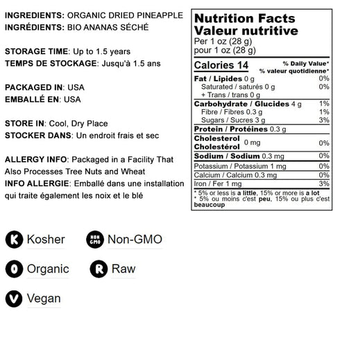 1 Food to Live Organic Dried Pineapple Rings, Pound Non-GMO, Flavorful Chewy Fruit Snack, Vegan, Unsulfured, No Sugar