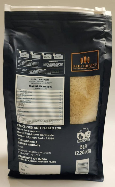 Prid Grains 5 lb Premium Parboiled Rice, Bag, Medium