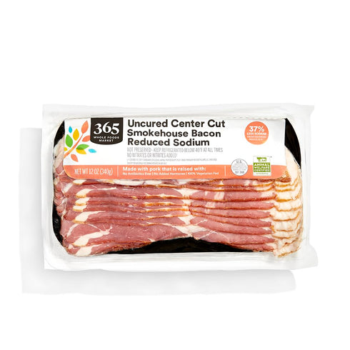 365 by Whole Foods Market, Reduced Sodium Uncured Center Cut Bacon, 12