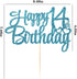 Happy 14th Birthday Cake Topper - Blue Flash 14th Birthday Party Cake Decorations