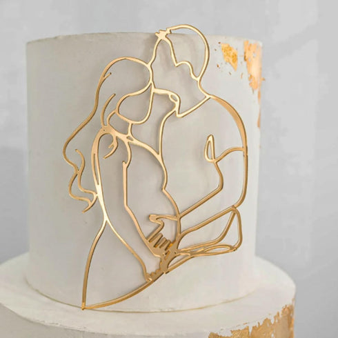 lvbeybc 2PCS Gold Oh Baby Cake Topper with Pregnant Silhouette,Pregnant Mom Dad Couple Design,Gender Reveal Cake