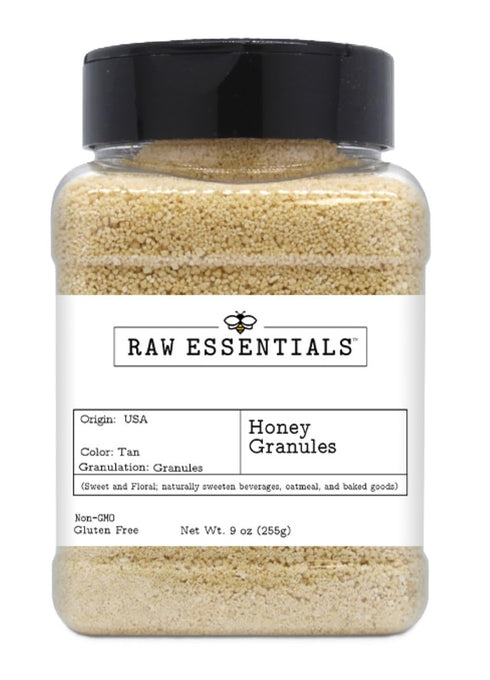 Raw Essentials Honey Granules Natural Sweetness for Oatmeal, Yogurt, Beverages, and Desserts