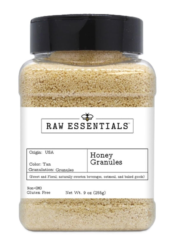 Raw Essentials Honey Granules Natural Sweetness for Oatmeal, Yogurt, Beverages, and Desserts