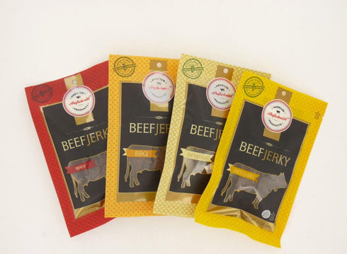 Aufschnitt Grass Fed Beef Jerky, Low Sodium, Certified Kosher, Halal and Keto Friendly, 2 Pack, BBQ