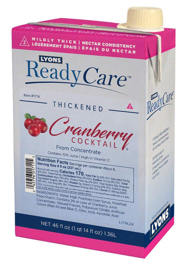 Lyons ReadyCare Thickened Cranberry Cocktail for Dysphagia & Swallowing Difficulty - Nectar