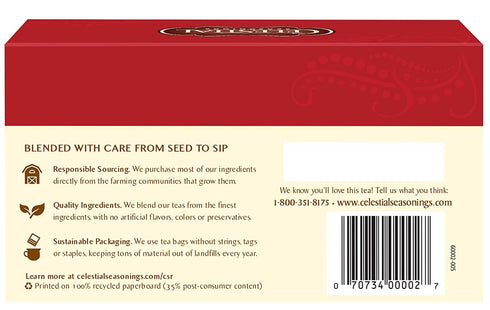 20 (Packs 3) Celestial Seasonings Tea Caffeine Free Herbal Tea, Red Zinger ea