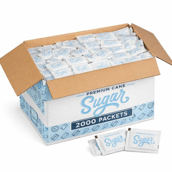 Generic Premium Cane Sugar Packets, Individually Wrapped, Bulk, for Coffee, Tea, Office, Restaurant,