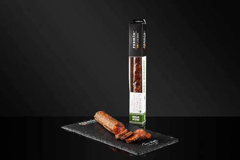 (7 oz CHORIZO DUO IBERICO // USDA ORGANIC CHORIZO ACORN-FED MILD & IBERICO CHORIZO SPICY by FERMIN each)