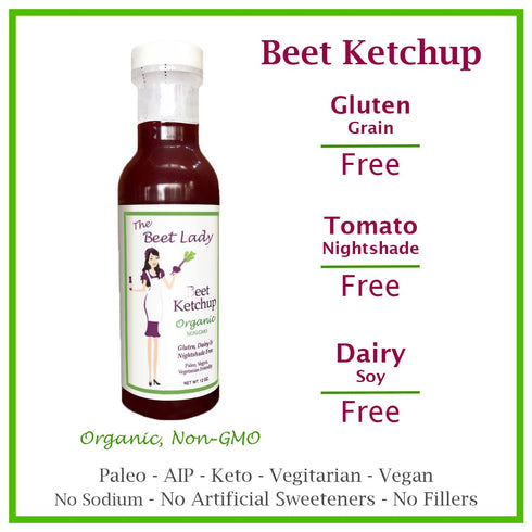 Organic Beet Ketchup by The Beet Lady - Tomato-Free, Gluten & Dairy Free