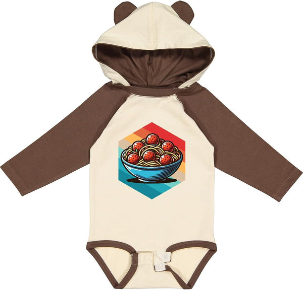 inktastic Meatballs and Spaghetti Retro Long Sleeve Creeper