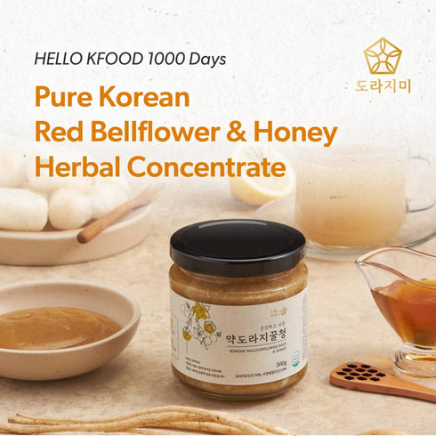 1000 300g (10 oz) HELLO KFOOD Days Korean Red Bellflower & Honey Concentrate - Pure Korean Doraji Herbal Syrup, No