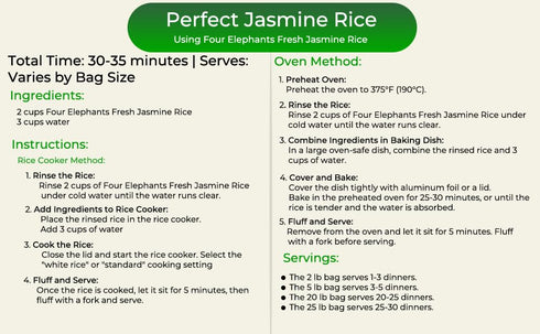5 (LBS) Packaging Pounds Premium Thai Hom Mali Jasmine Rice | Endorsed By Pro Chefs | Four Elephants Brand | DIY