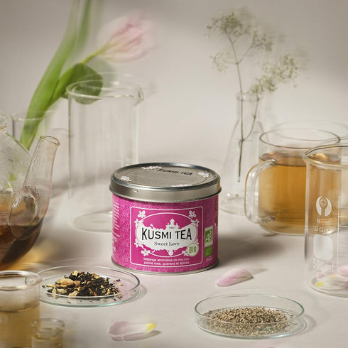 3.5 oz Kusmi Tea - Sweet Love - Organic Black Tea - Blend of Black Tea, Pink Pepper, Guarana & Spices - Flavourful