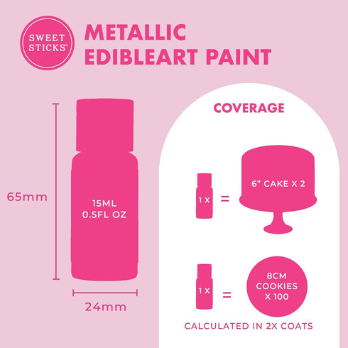 SWEET STICKS 0.5 (15 Edible Art Decorative Cake Paint Ounce Milliliters), Metallic Charcoal
