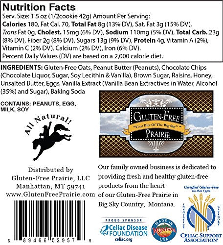 3 (Pack 12) Gluten-Free Prairie Hunger Buster Cookie, Certified Gluten Free Purity Protocol, Ounces