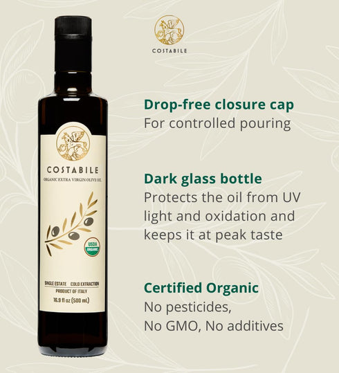 16.9 Fl.Oz. Evoo Extra Virgin Olive Oil from Puglia. Cold pressed olive oil. High polyphenol olive oil organic Fresh