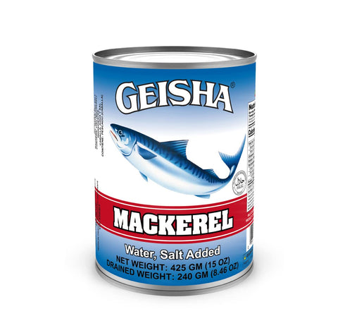 GEISHA Mackerel in Water 15OZ. (Pack of 12), Scomber Japonicus| Halal Certified
