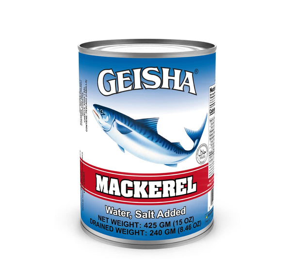GEISHA Mackerel in Water 15OZ. (Pack of 12), Scomber Japonicus| Halal Certified