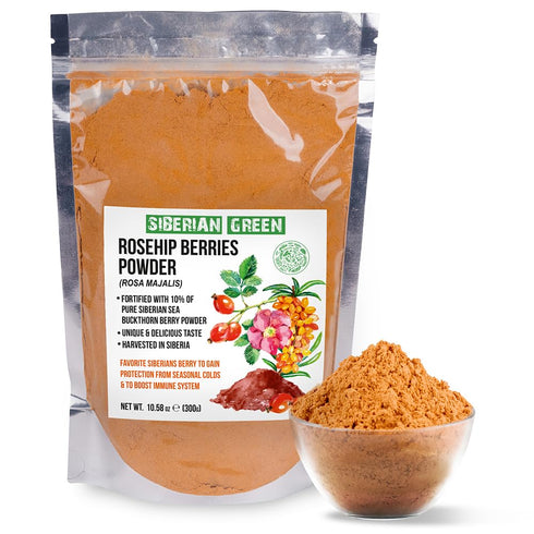 300g Ground Siberian Rose Hips Flour w Sea Buckthorn Fine Fine Powder Tea from Siberia Altai Mountains Taiga No Added