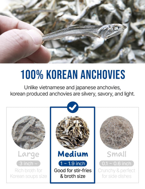 8oz (227g) NICE WITCH'S Korean Dried Anchovy For Soup Stock, Stir-Fry, Broth, Side Dishes, Banchan, Korean Cooking