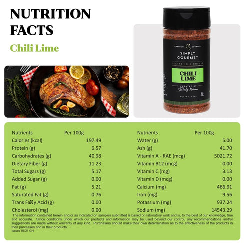 Chili Lime Spice | Premium Blend Spice for Gourmet Cooking | Recipe in a Bottle, Simply Gourmet by Rivky Kleiman