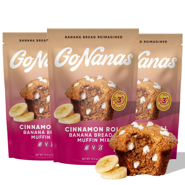 GoNanas Cinnamon Roll Banana Bread Mix, Vegan, Gluten Free Healthy Snacks. Oat