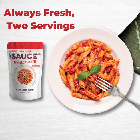 (2-pack), Always Fresh, Two Servings, Spicy Pomodoro Gourmet Pasta Sauce Le Sauce & Co. Imported Italian San Marzano