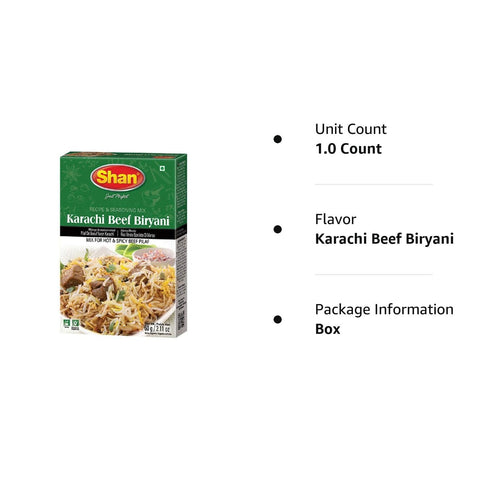 Shan Karachi Beef Biryani Recipe and Seasoning Mix 2.11 oz (60g) - Spice Powder for Hot Beef Pilaf