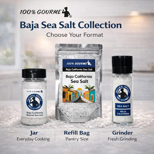 100% (6 oz) Gourmet Baja California Sea Salt Grinder Pacific Ocean Mineral Salt Natural & Unrefined Coarse Sea Salt