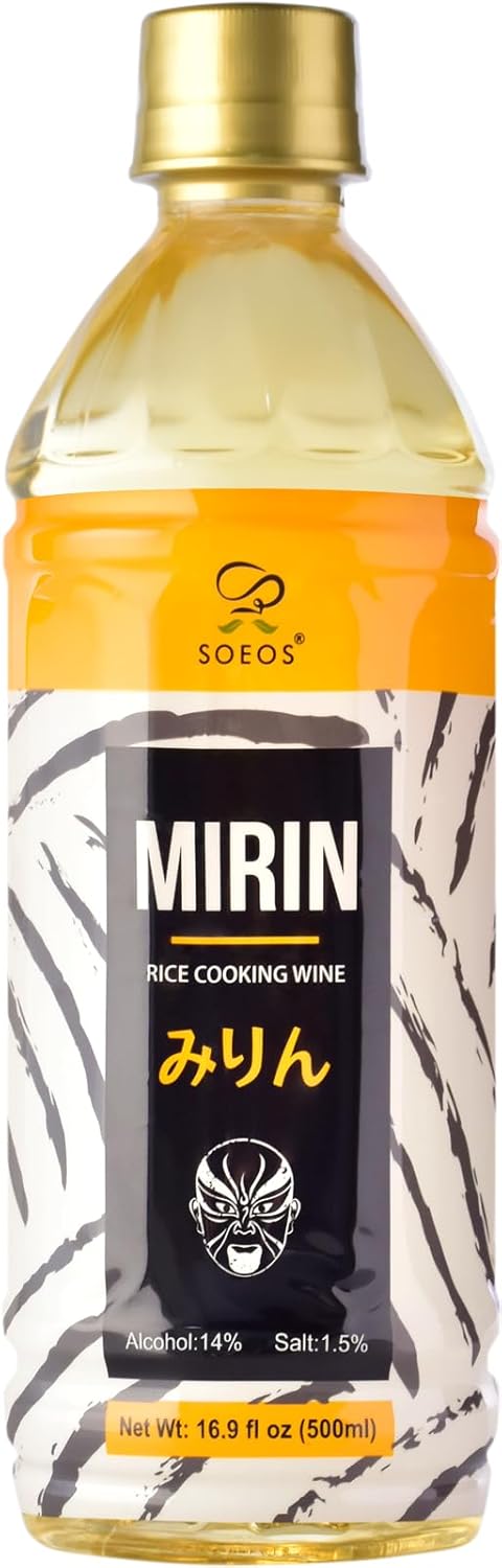 Soeos Mirin, Japanese Cooking Wine, 16.9 fl oz (Pack of 1) - Authentic Natural Sugar Sweet Rice Cooking Wine