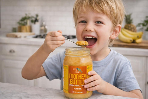 2 19 Green Jay Gourmet Monkey Butter - All-Natural, Gluten-Free Banana Butter - Pineapple Spread with Bananas & Mango